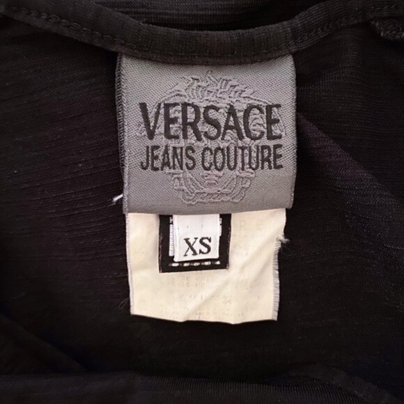 Vintage Versace Jeans Couture Black Semi-Sheer Keyhole Top XS - Picture 7 of 12